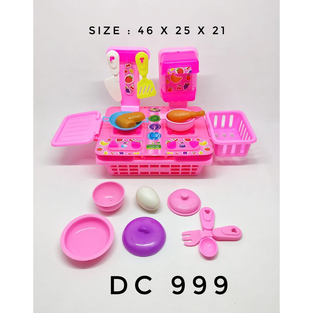 Mainan Masak Masakan Kitchen Set Mainan Keranjang Dapur Cilik DC 999 Pink