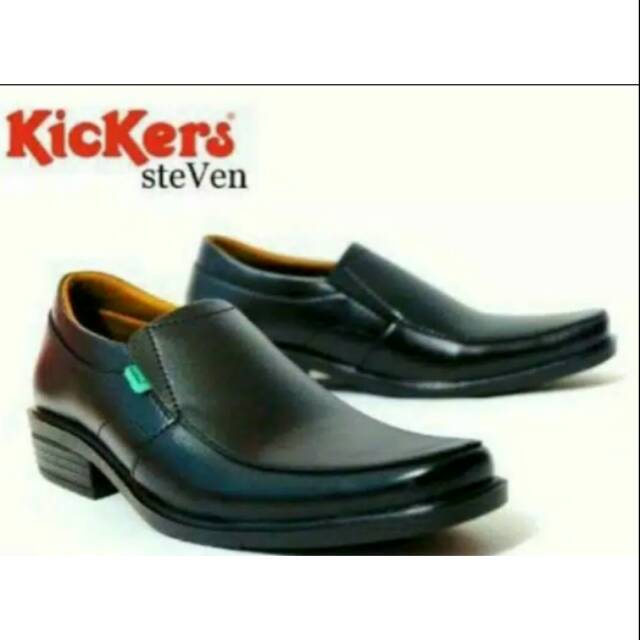 SEPATU KICKERS PANTOFEL STEVEN KULIT SWEDIA WARNA HITAM PILIHAN KERJA