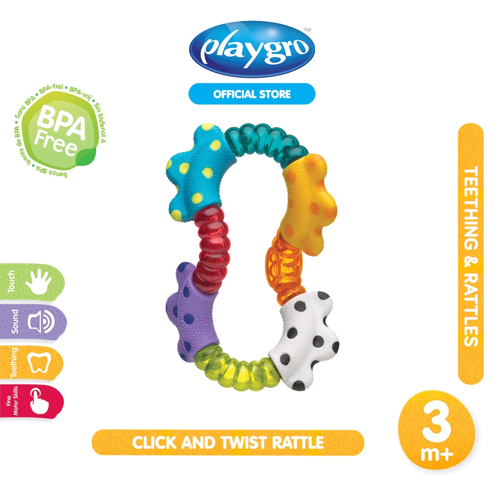 Playgro Baby Click and Twist Rattle - Mainan Gigit Anak Bayi Balita