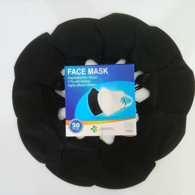 Masker Duckbill 50 Pcs 25 Pcs 20Pcs 10 Pcs Tebal Mix Warna Hitam Putih Garis 3 Ply Dewasa Terbaru Ma