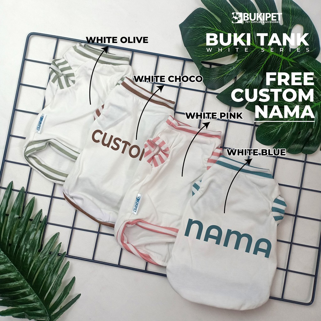 Baju kucing lucu murah aksesoris hewan kecil baju anjing lucu murah besar - BUKI TANK WHITE SERIES