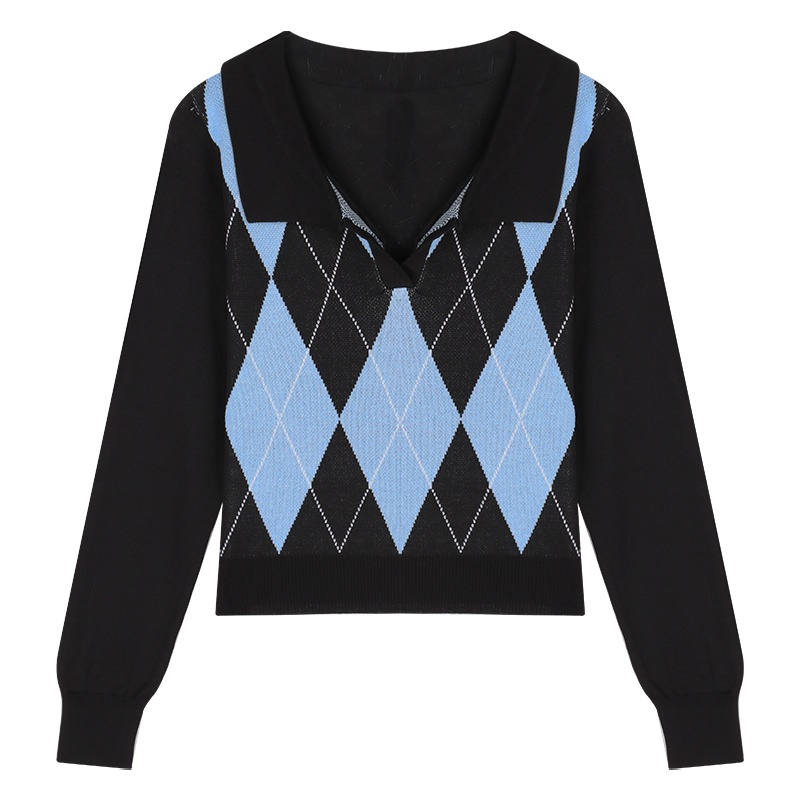 Knitwear wanita/blouse wanita korea/lengan panjang blouse kekinian/kotak wanita
