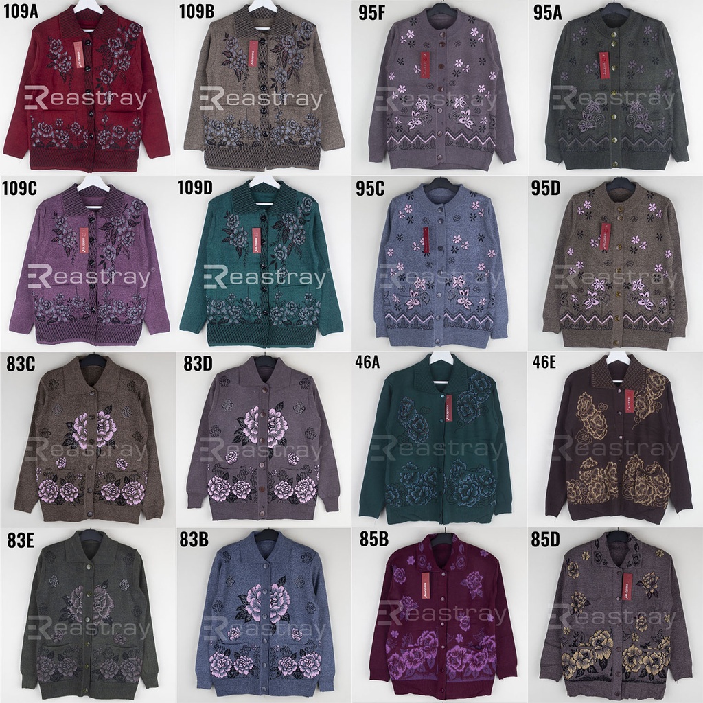 Jaket Rajut Sweater Wol Grade A Mantel Wanita Semi Wool Manset Tebal Untuk Ibu Emak Nenek Kualitas I