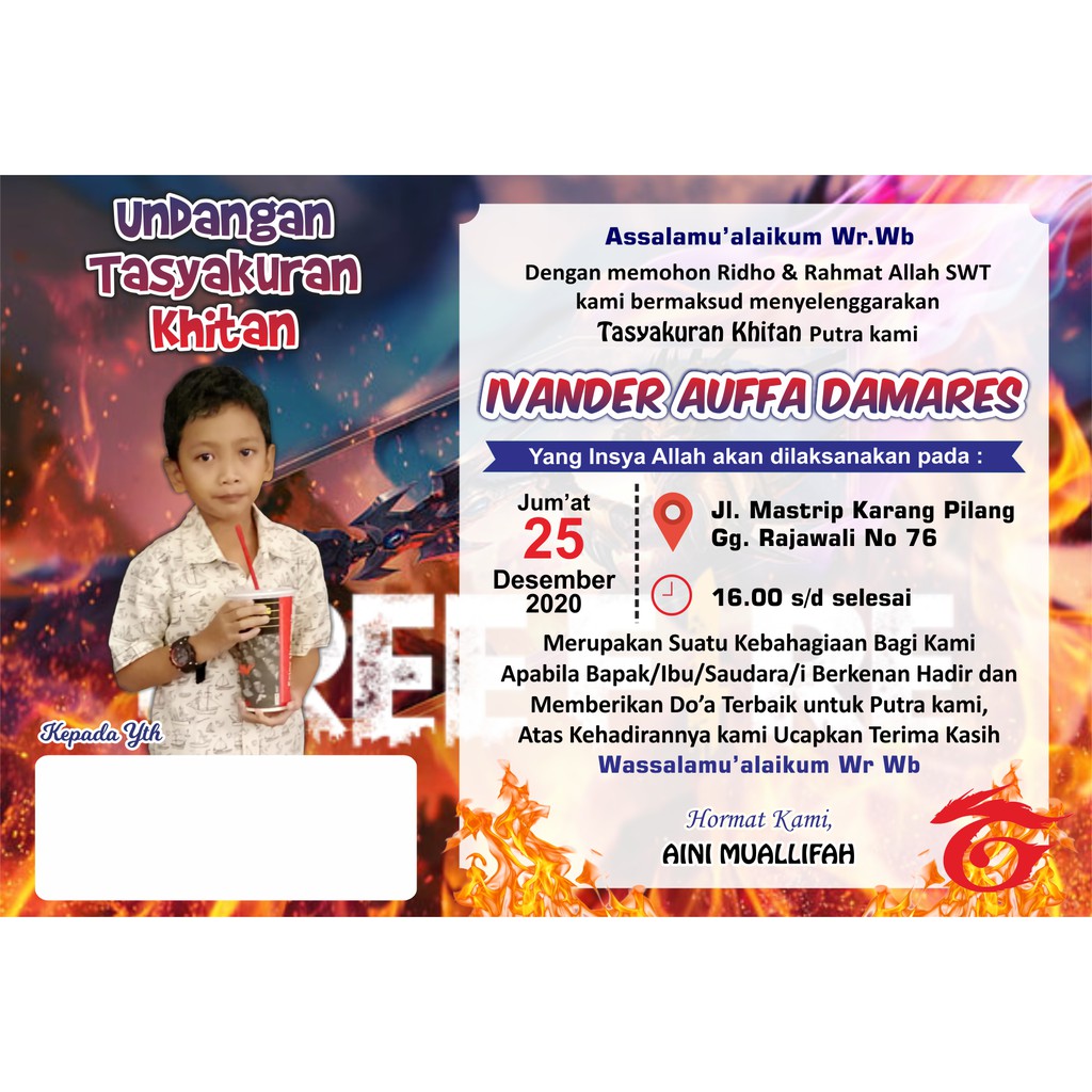 Undangan Khitan Custom / undangan tasyakuran khitan