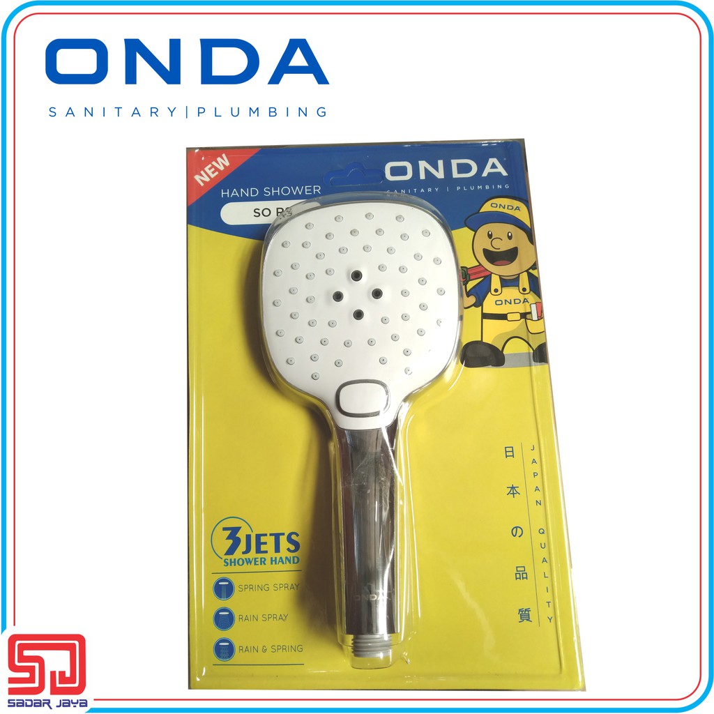 ONDA SO RS Flexible Hose Hand Shower Mandi 3 Mode Pancuran 1/2&quot;