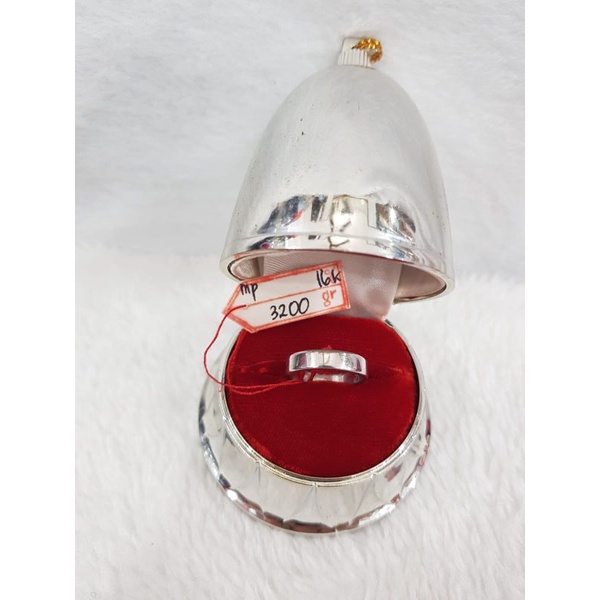 CC689M687M cincin kawin model persegi polos penuh emas putih asli white gold wedding ring simple ele