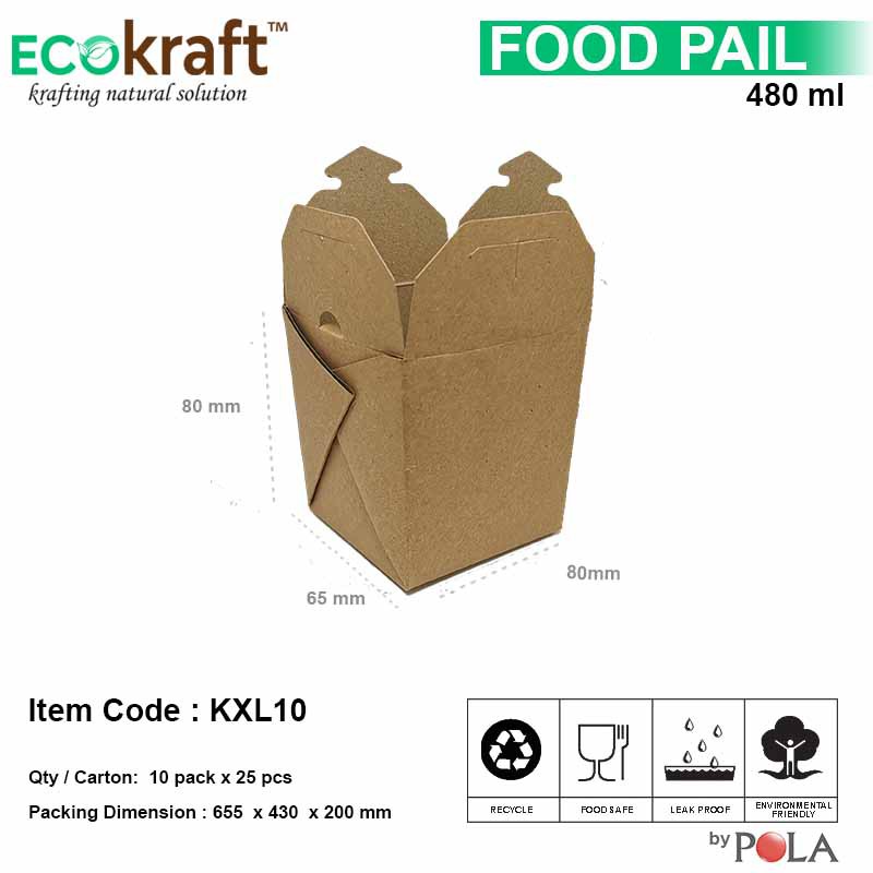 FOOD PAIL MURAH / MANGKOK KERTAS MURAH BAHAN KRAFT KXL10 - 25pcs