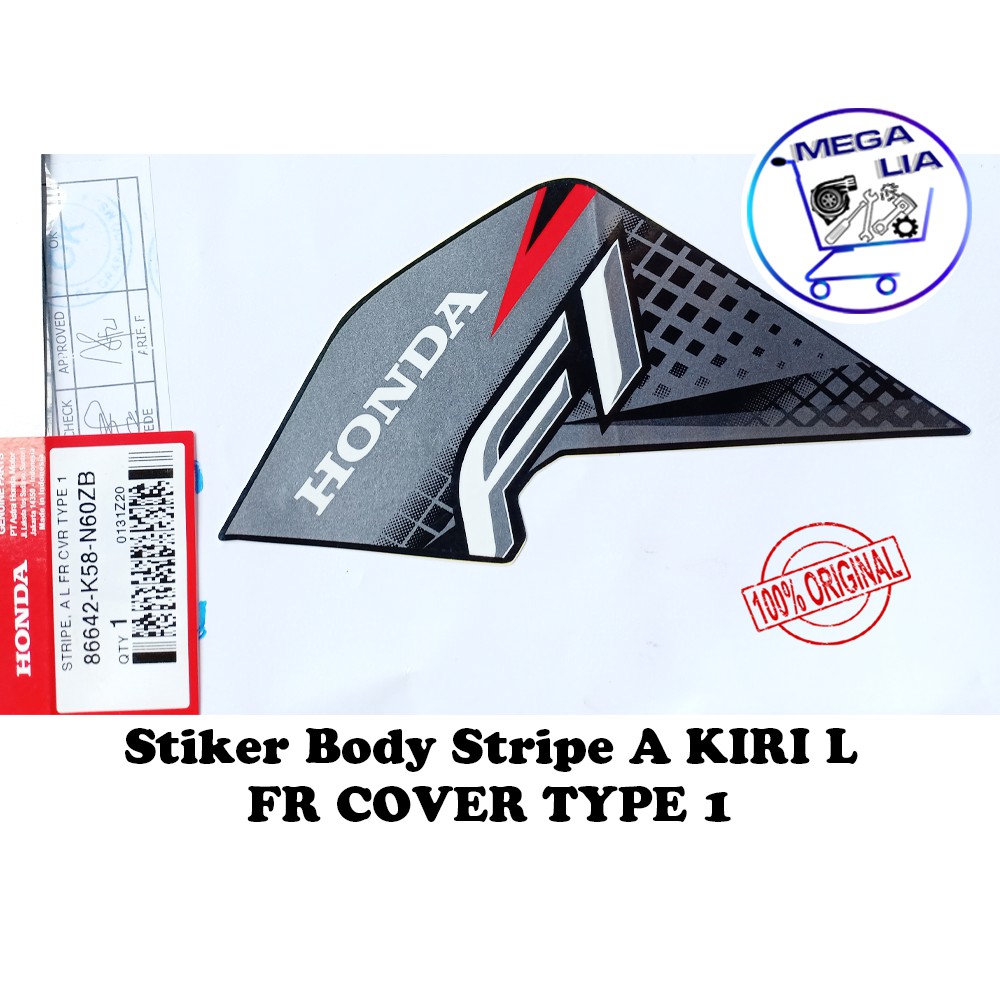 Stiker Body Stripe A KIRI FR COVER TYPE 1 Ori Honda 86642-K58-N60ZB