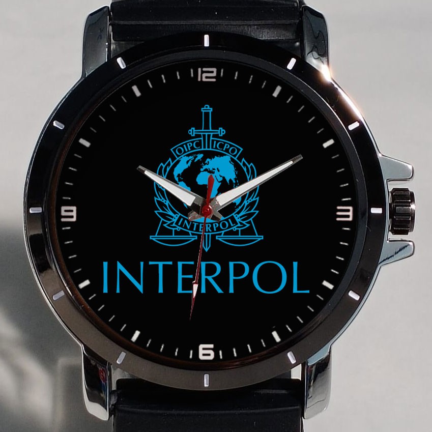 Jam Tangan Pria Custom Logo INTERPOL Kepolisian Internasional