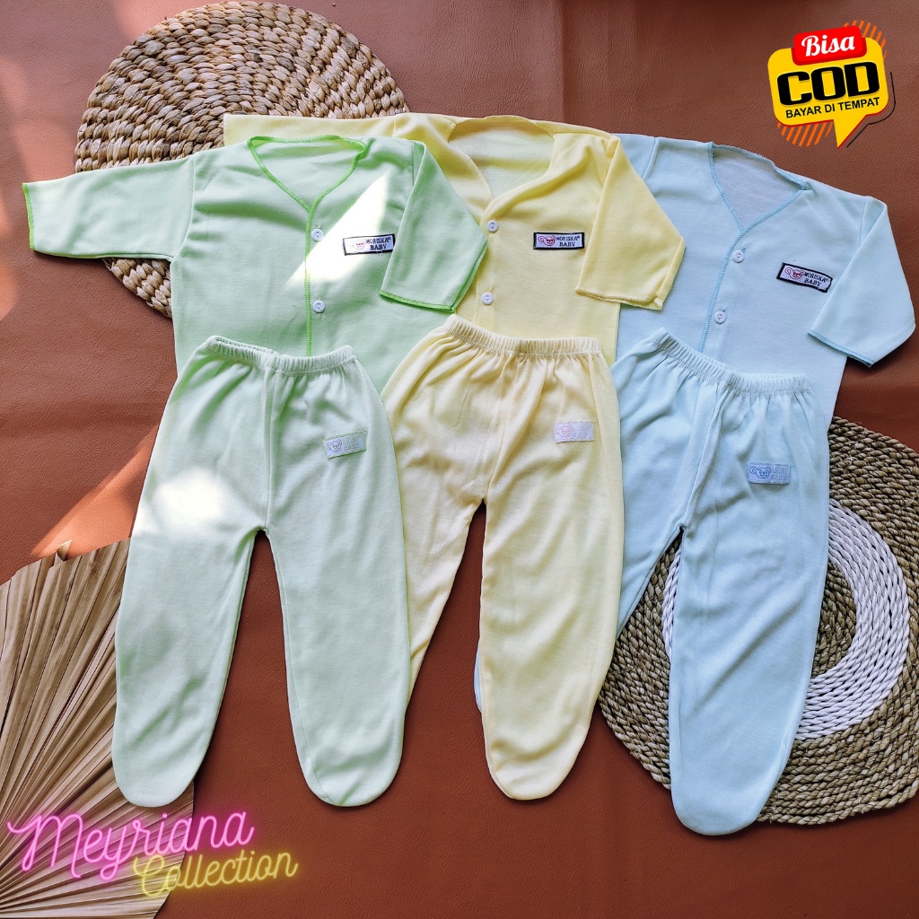 3 Setel Baju Bayi Newborn Lengan Panjang Dan Celana Panjang Tertutup Meyriana Colleciton