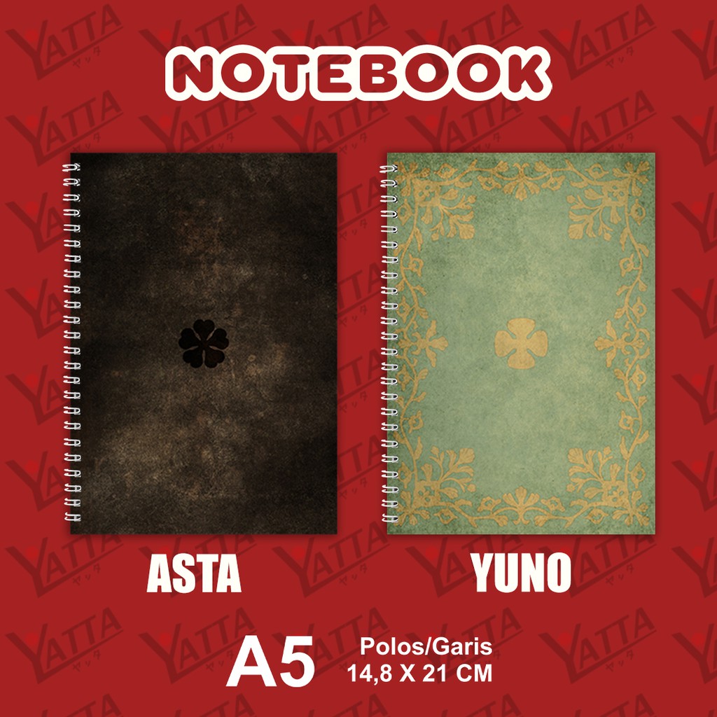 

Notebook Anime Ukuran A5 14,6 cm x 21 cm Black Clover Grimoire Asta Yuno