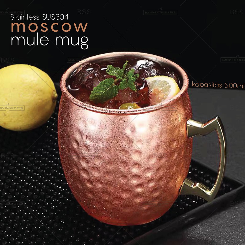 Gelas Muk Stainless SUS 304 500ml Moscow Mule MUG Rosegold Mojito Mocktail Cocktail Unik