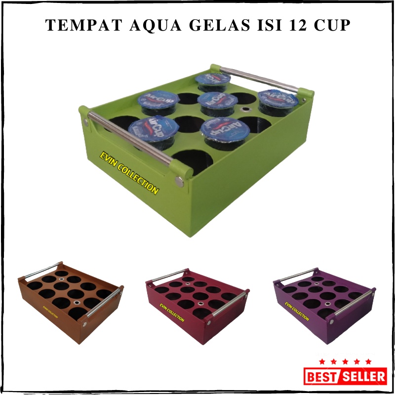 Tempat Air Mineral Gelas Isi 12 Cup Keranjang Aqua Gelas Kulit Sintetis