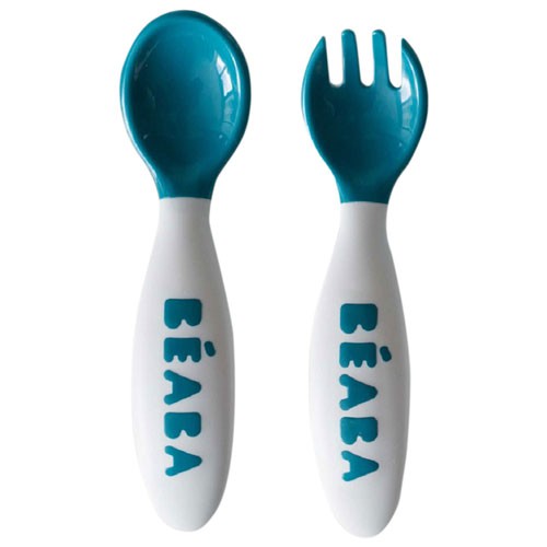 BEABA 2nd Age Ergonomic Cutlery + Case - Plum / Pastel Pink / Blue / Green