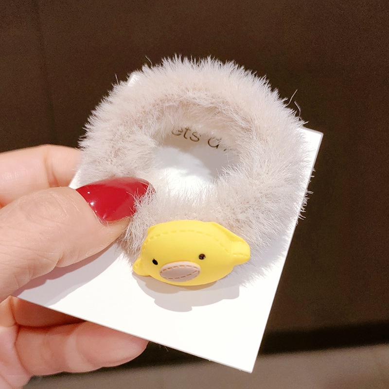 MURMURE.ID | IKAT KARET RAMBUT BULU EARTH WARM TONE IKAT RAMBUT IMPORT KOREA STYLE LUCU MURAHHA160-APRICOT DUCK