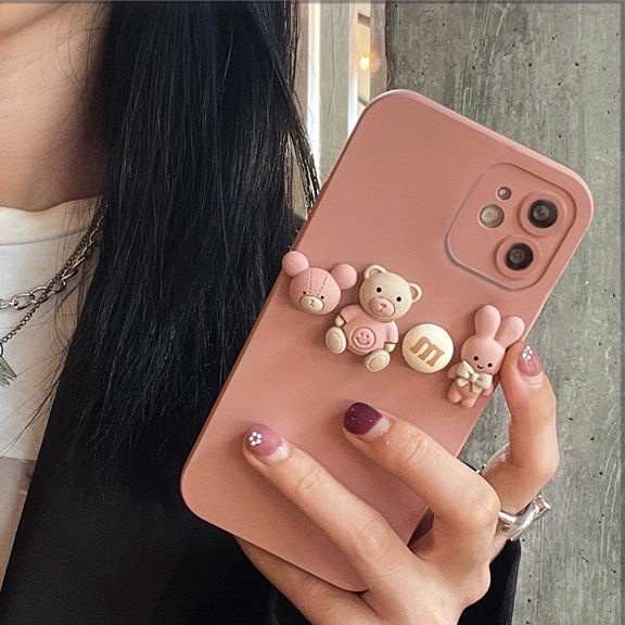 Case Handphone Desain Boneka Kelinci / Beruang Kecil Untuk iPhone 12 13 11 Pro Max X Xs Max Xr 5589