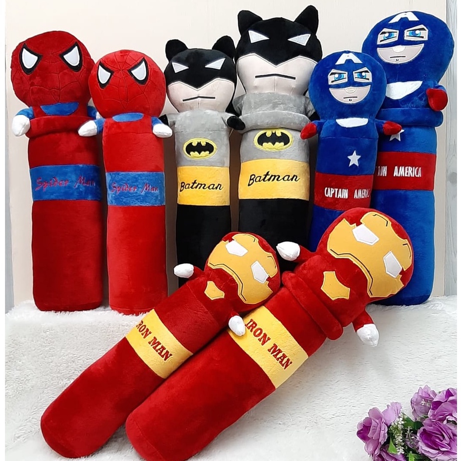 Guling Boneka Spiderman Batman Superhero Avengers Size L/70cm/bantal guling boneka lucu