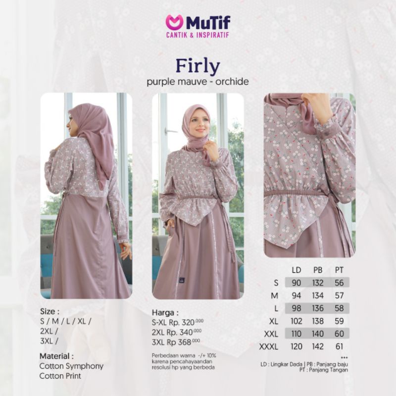 GAMIS MUTIF FIRLY PURPLE MAUVE ORCHIDE GAMIS FIRLI