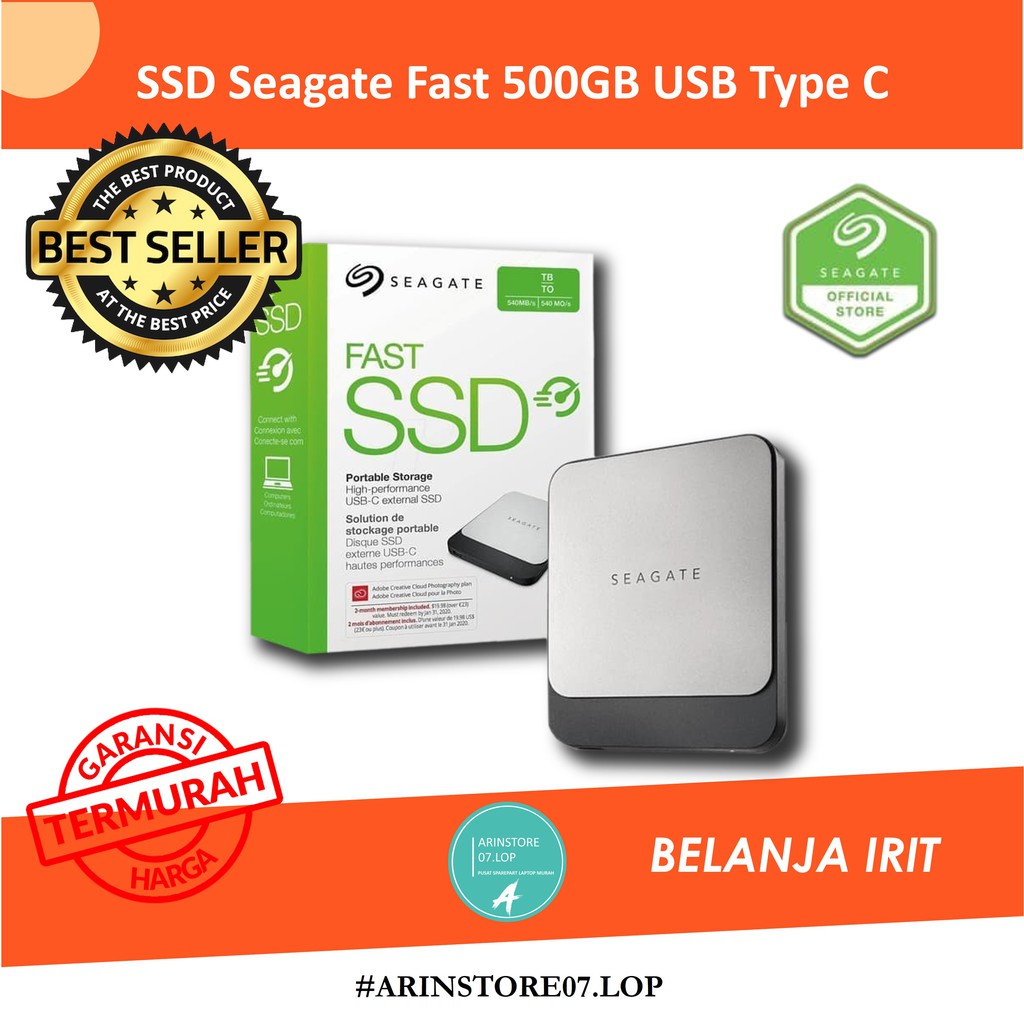 TERMURAH  SSD Seagate Fast 500GB USB Type C (Hardisk External)