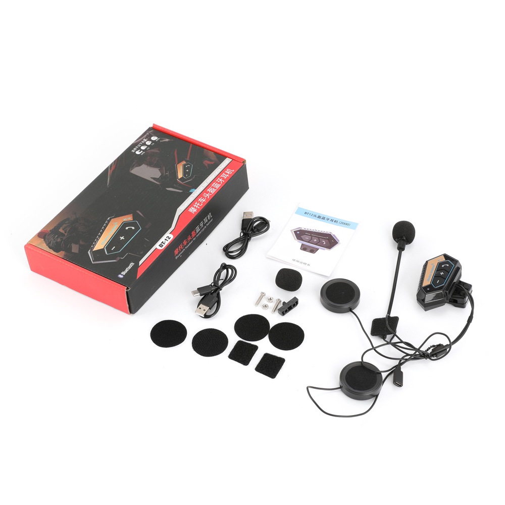 2000mAh Bluetooth 5.0 Headset Helm Sepeda Motor Headphone Sepeda Motor Nirkabel Tahan Air