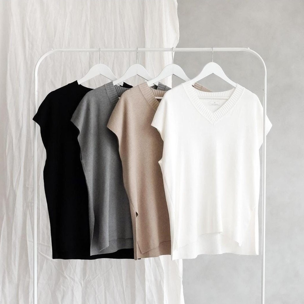 Rompi rajut tali samping andine - Outer ILLO Vest knit - Rompi rajut tali - Blazer rajut rompi tali 