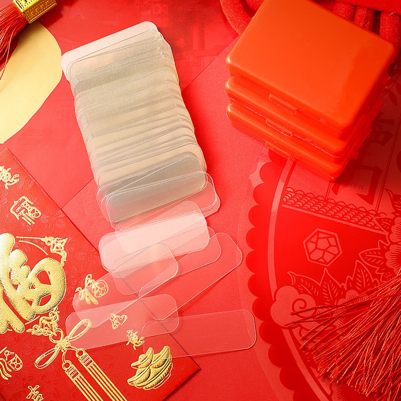 60 Pcs/Box Universal Double-sided Tape / Multi-Purpose PVC Transparent Non-marking Glue for Spring Festival Couplet, Carpet Fixed