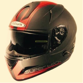 Zeus 806 matt black red supertech helm full face black doff hitam dop