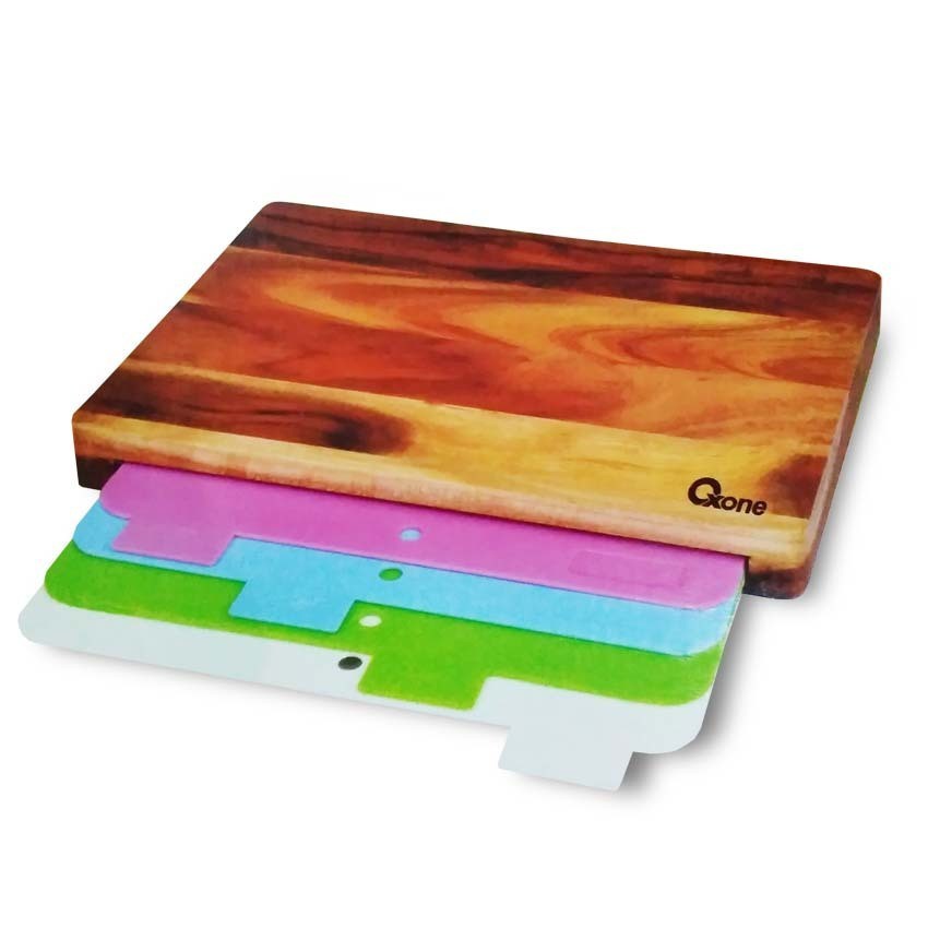 Oxone OX-613 Talenan Rainbow Cutting Board Set - Warna-warni, Kayu, 38 x 25 x 6 cm