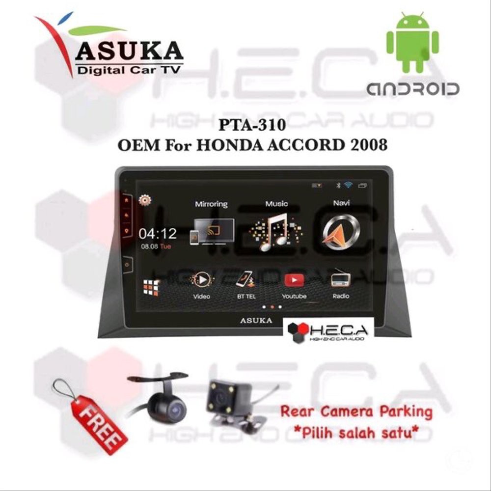 Asuka PTA-310 For HONDA ACCORD 2008 Head Unit OEM Double Din Tape Mobil PTA-310TV Android Frame& CAM