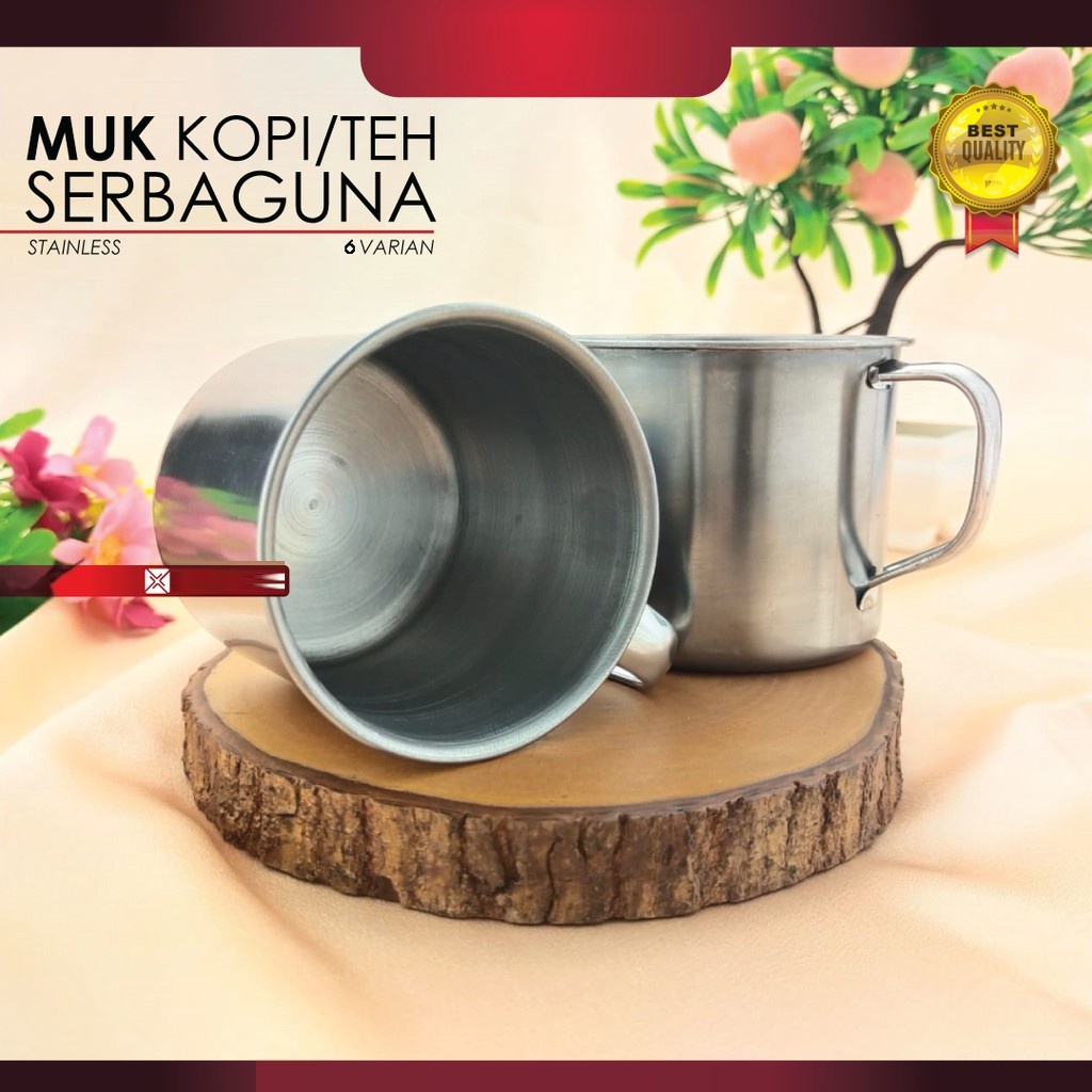 Muk Stainless 7 8 9 10 11 12cm mug gelas Cangkir Serbaguna Kopi Teh Susu Murah