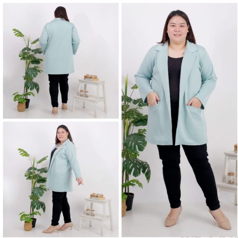 (LD 120, 130cm) LONG BLAZER BIGSIZE BLAZER KOREA BLAZER JUMBO ATASAN WANITA