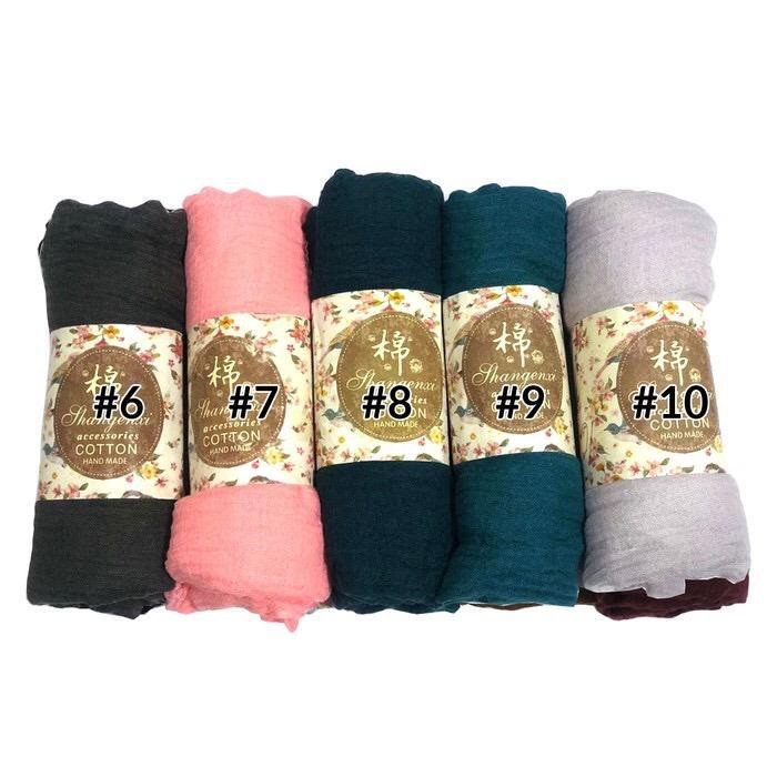 RI04-RI06 FUNSTORE HIJAB PASHMINA CRINKLE SHAWL COTTON WIDE JILBAB BAHAN KATUN PREMIUM IMPORT-6