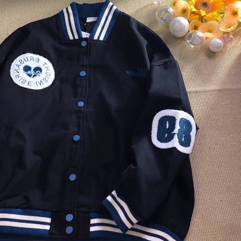 [ready stock] basic baseball jacket | atasan outer motif hati gaya korea keren fashion korean style