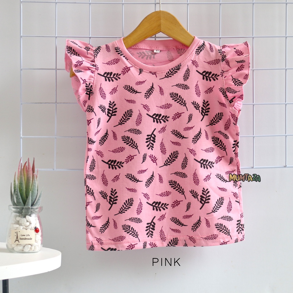 Kaos Anak Perempuan FREYA MOTIF LEAVES XS SML XL - Atasan anak perempuan - Kaos Anak Cewek