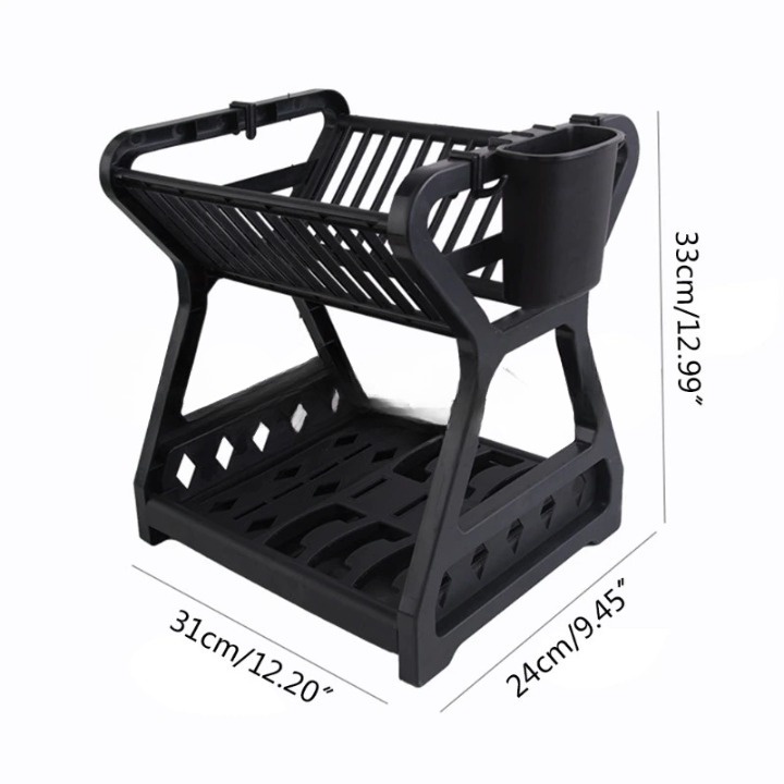 Rak Tempat Pengering Penyusun Cucian Piring Gelas Sendok Garpu Peralatan Makan 2 Layer Dapur Tebal Berkualitas Drainer Kitchen Dish Rack