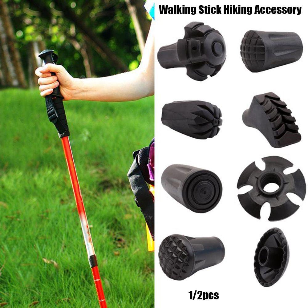 Chookyy 1/2pcs Trekking Poles Pelindung Panas Dapat Disesuaikan Teleskopik 9gaya Pole Replacement Tips