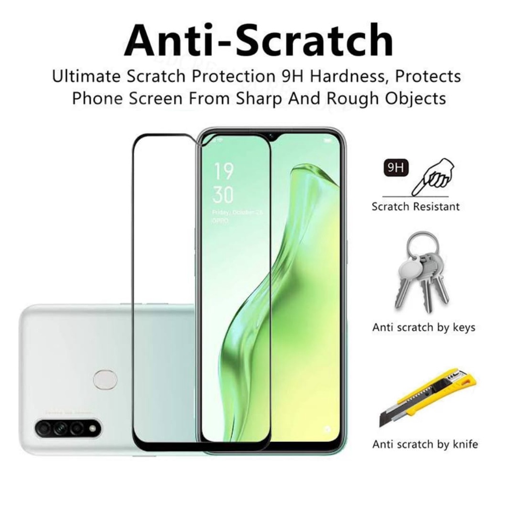 PROMO 2in1 OPPO A31 2020 Tempered Glass Anti Gores layar kaca List Hitam Free Garskin