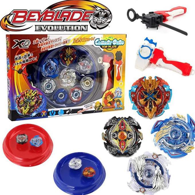 4Pcs Bayblade Beyblade Burst Set With Grip Launcher Arena Stadium Batt - Termurah 