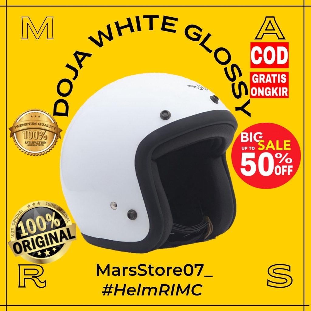 Helm Helem Helmet Custom Bogo Retro Vespa Classic Clasic Klasik Vintage Premium Polos Motif Putih Sn