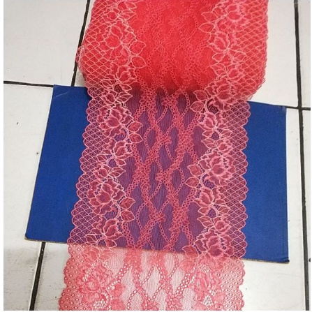 Renda strech/ renda karet/ renda elastis lebar 15cm - 20cm (harga per meter)
