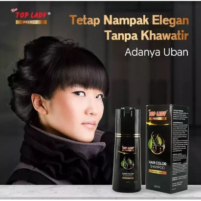 TOP LADY PREMIUM HAIR COLOR SHAMPOO NATURAL BLACK DAN DARK BROWN 200ML SHAMPOO PENGHITAM RAMBUT SEMIR UBAN / New Top Lady PREMIUM Hair Color Shampoo BLACK 200ml / New TOP LADY PREMIUM Hair Colour Shampo 200 ml (Natural Black &amp;Dark Brown) SALE PROMO