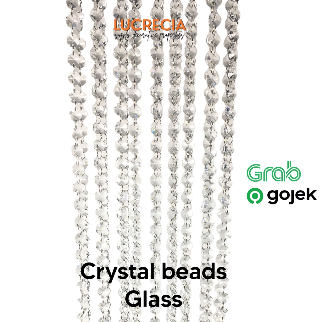 Ronce Kristal Kaca 1 Meter Dekorasi Wedding Backdrop Pelaminan Tirai Kristal Premium Ronse Kristal M