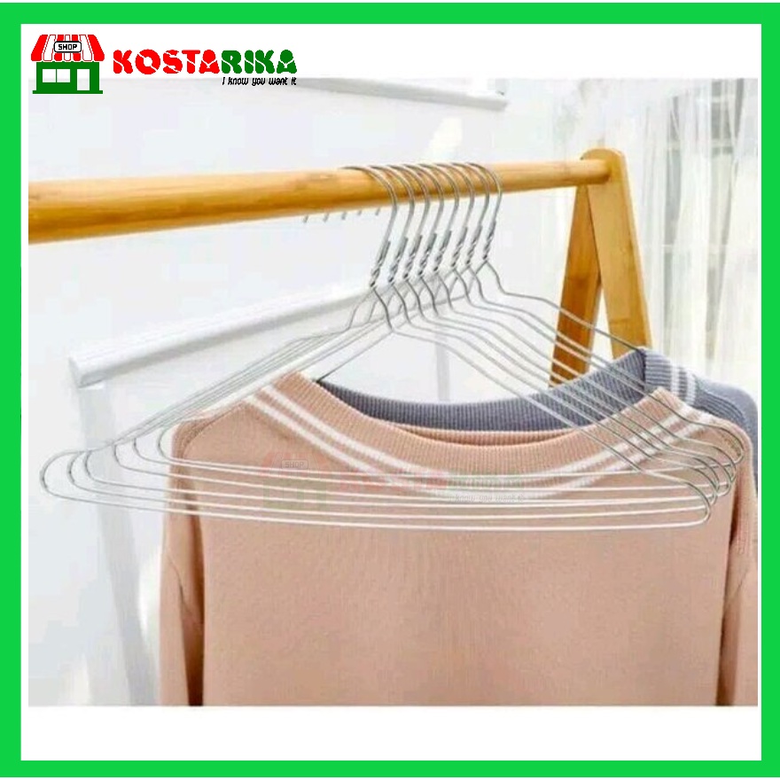 Hanger Kawat STAINLESS Gantungan Baju ISI 10 PCS Hanger Baju