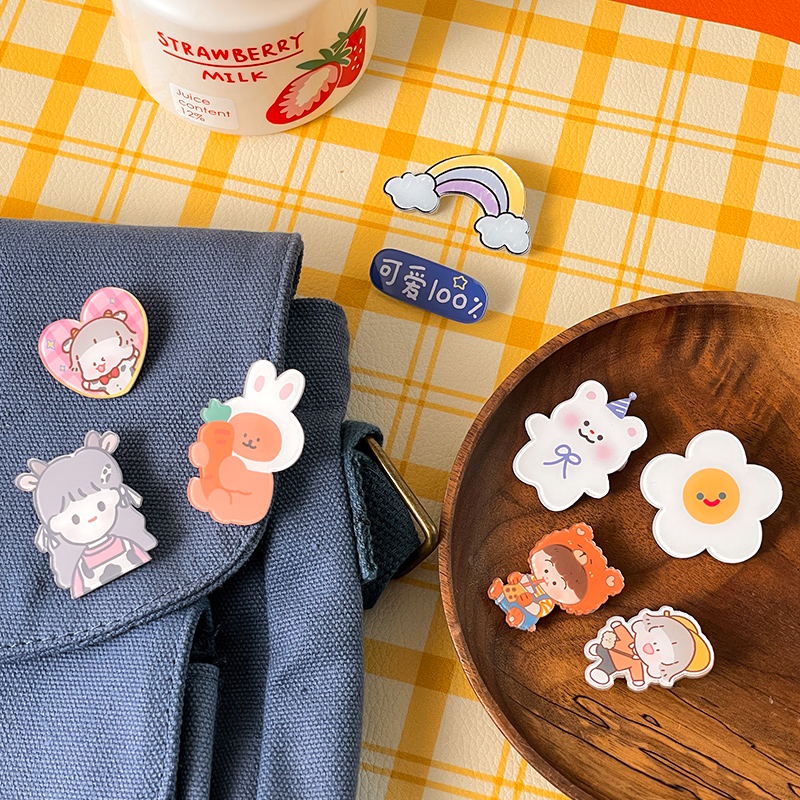 COD❤️Bros Akrilik lucu Kreatif Kartun Astronot Bros Anak Cute Gadis Aksesoris Tas Pakaian Liontin Brooch Pin Lencana Korea