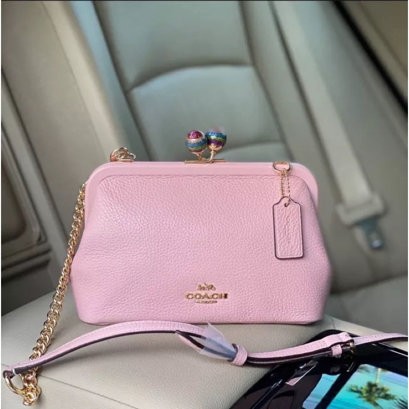 Coach Nora Kisslock Crossbody In Pebble Candy Pink (C1452)