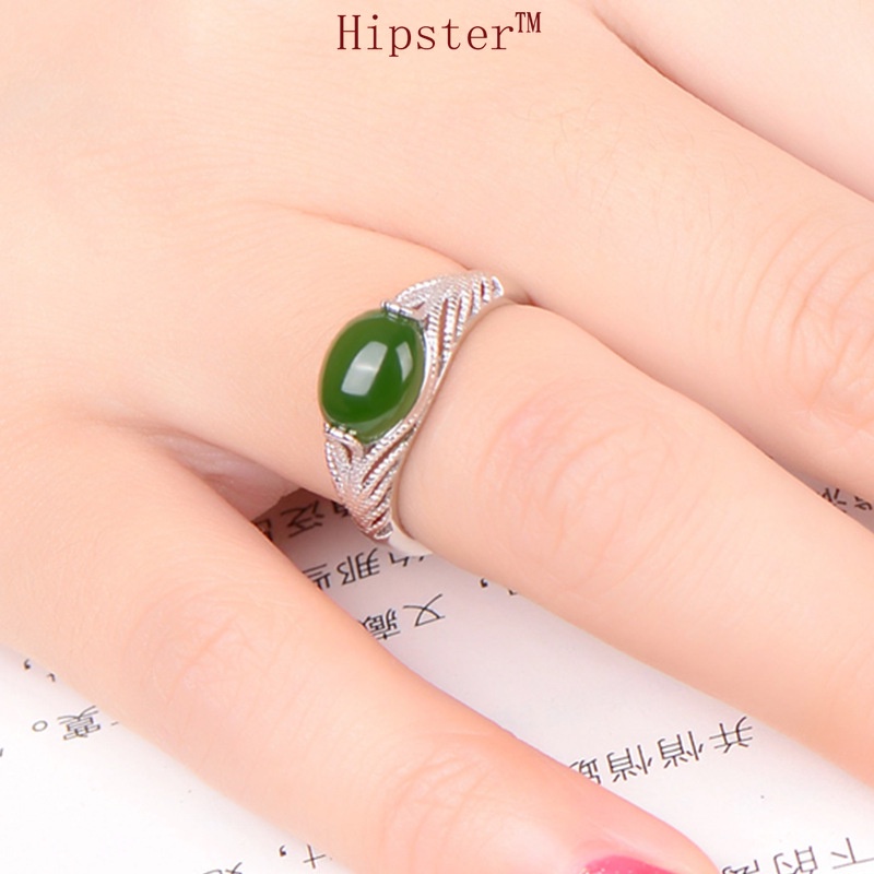 Retro Graceful and Fashionable Hollow Emerald Open Ring