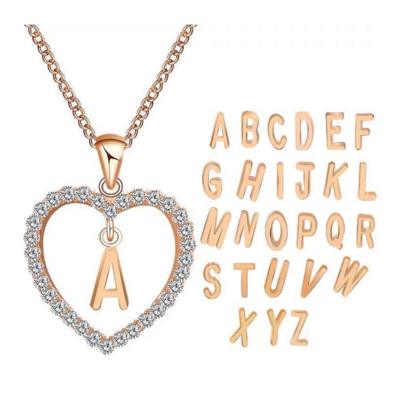 Kalung LIONTIN ALFABET Rantai 26 Huruf Korea Fashion Wanita Love Inisial Nama Titanium Alloy A - T