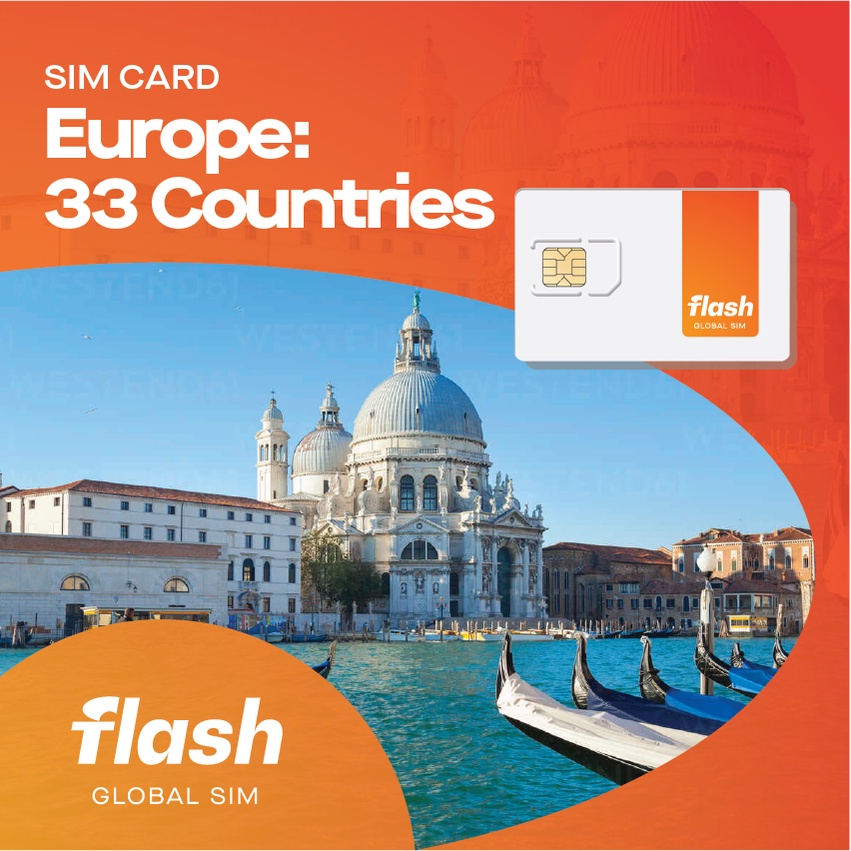 Sim Card Europe 33 Negara Quota 1Gb-10Gb (Kartu Perdana Eropa Internet Simcard)