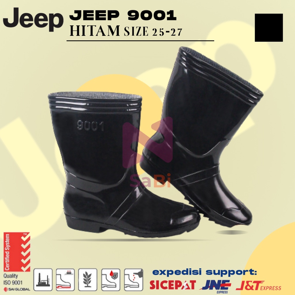 Sepatu Boot Pendek Jeep 9001 Full Black - Sepatu Perkebunan Kebersihan/sepatu pendek pria/sepatu kar