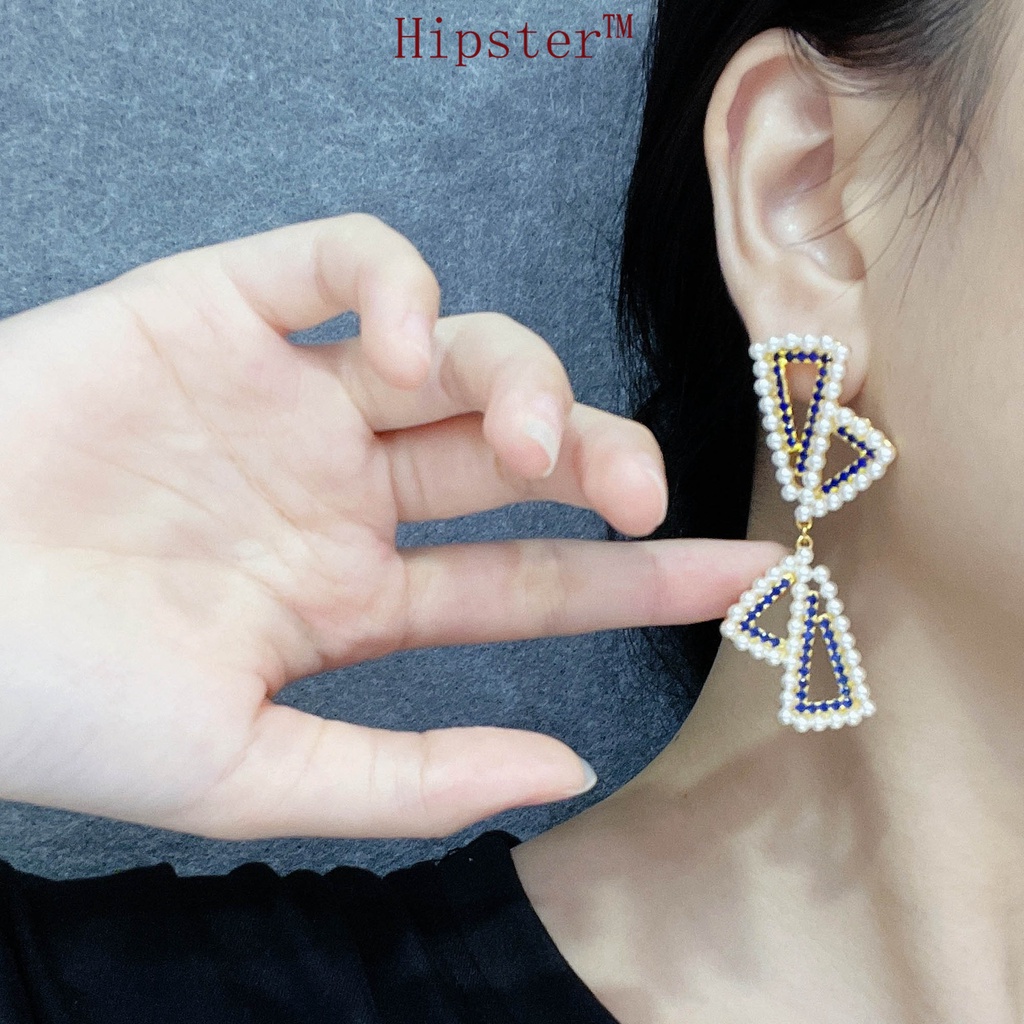 Personalized Fashion Pearl Female Earrings 925 Silver Blue Moissanite